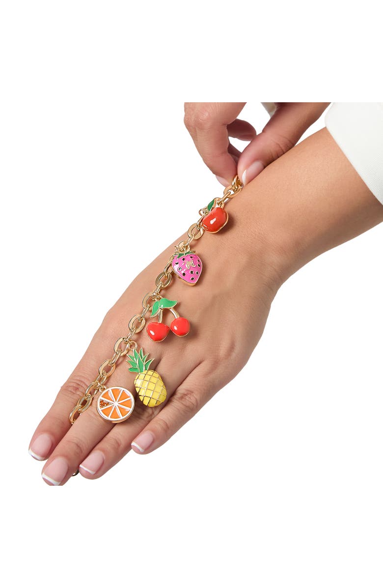 Juicy Couture Tropical Fruit Charm Bracelet, Alternate, color, Gold Tone
