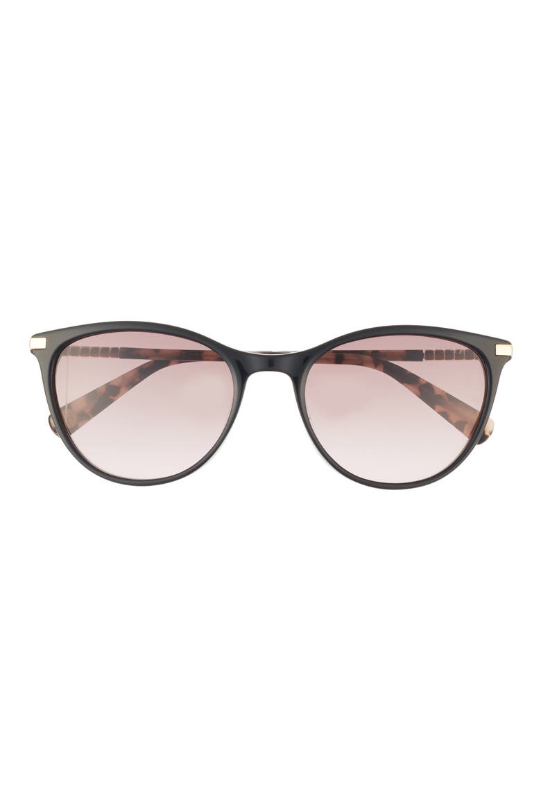 55mm Full Rim Modified Round Sunglasses, Main, color, BLACK