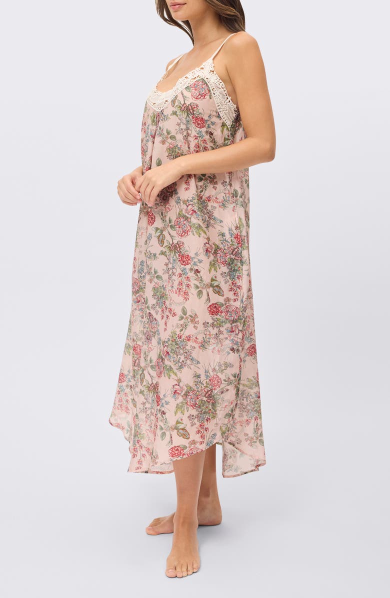 Papinelle Layla Lace Trim Maxi Nightgown, Alternate, color, Pink