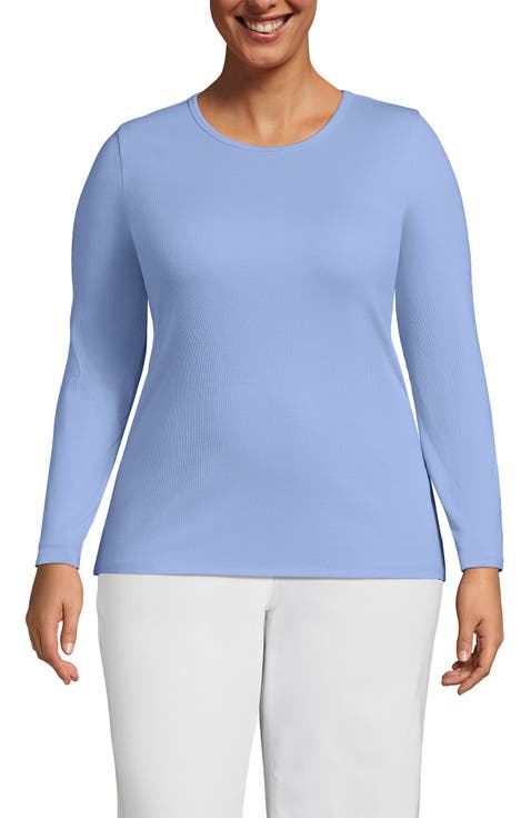 Plus Size Long Sleeve Micro Rib T-Shirt