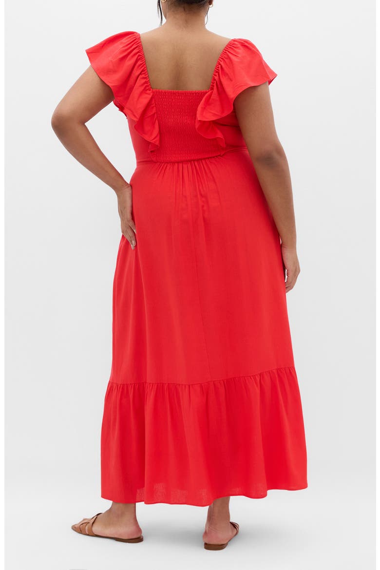 Alora Flutter Sleeve Cutout Maxi Dress, Alternate, color, TIGERLILLY