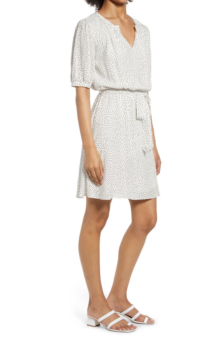 Fraiche by J Lana Microdot Blouson Woven Dress, Alternate, color, 