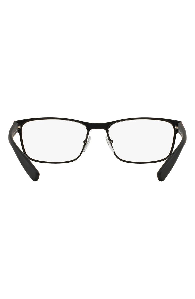 Prada Linea Rossa 55mm Rectangular Optical Glasses, Alternate, color, Rubber Black