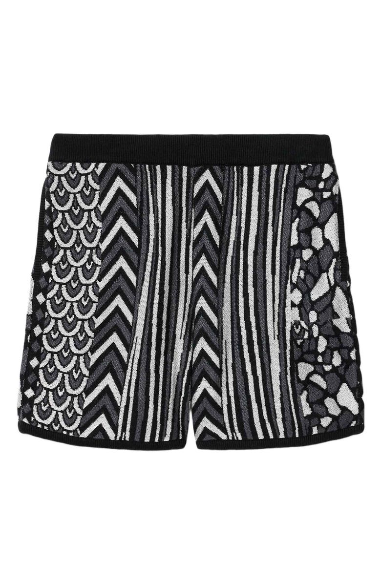 John Varvatos Burrows Abstract Pattern Knit Shorts, Alternate, color, Black