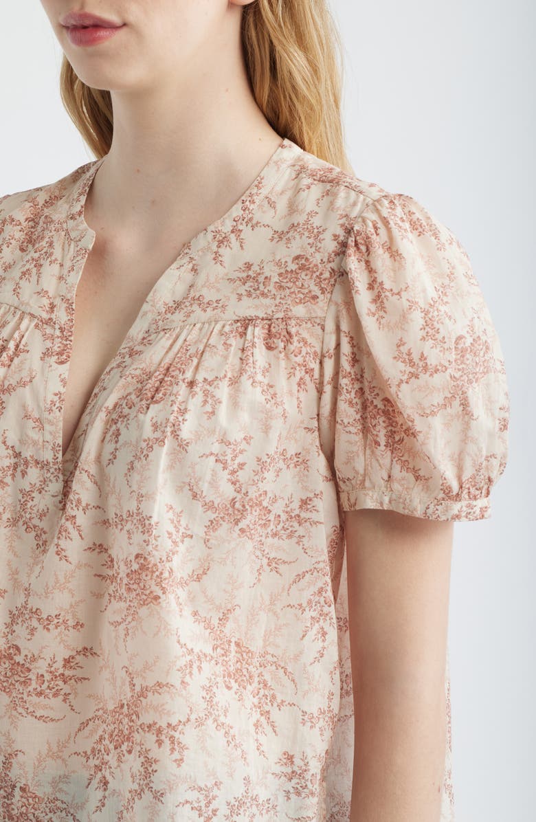 PAIGE Marlena Floral Cotton Top, Alternate, color, Bone / Sunset
