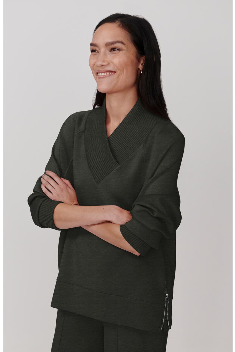 Macie Zip Hem Sweatshirt, Alternate, color, OLIVE MARL