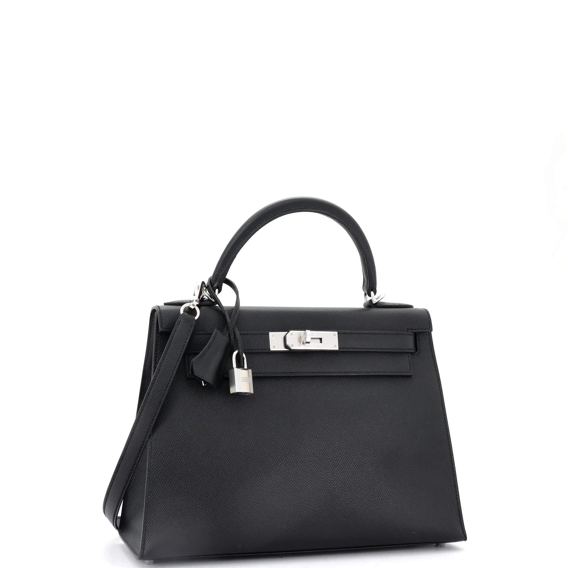 Pre-Owned Hermes Kelly Handbag Black Epsom with Palladium Hardware 28, Alternate, color, 