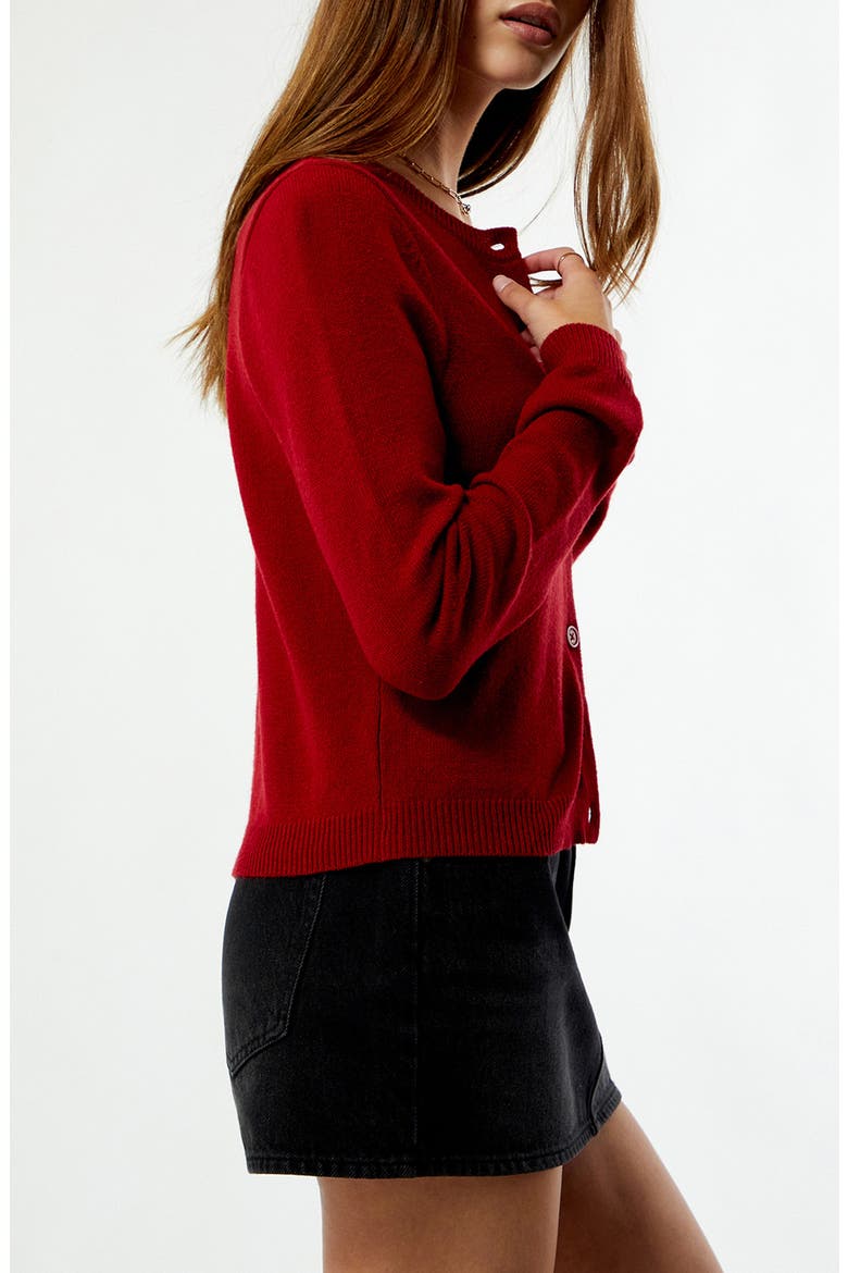 Marley Button Front Cardigan, Alternate, color, RED