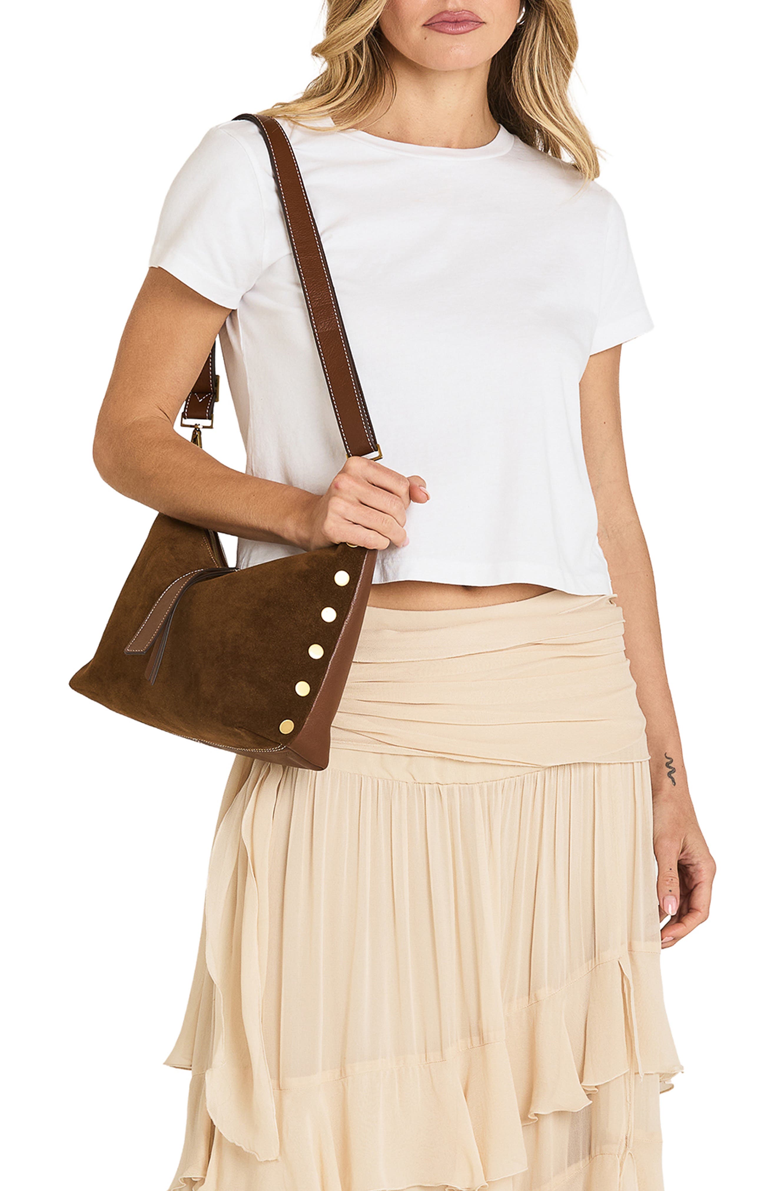 Grace Medium Suede Baguette Bag, Alternate, color, CINNAMON SUEDE/ ANTIQUE GOLD