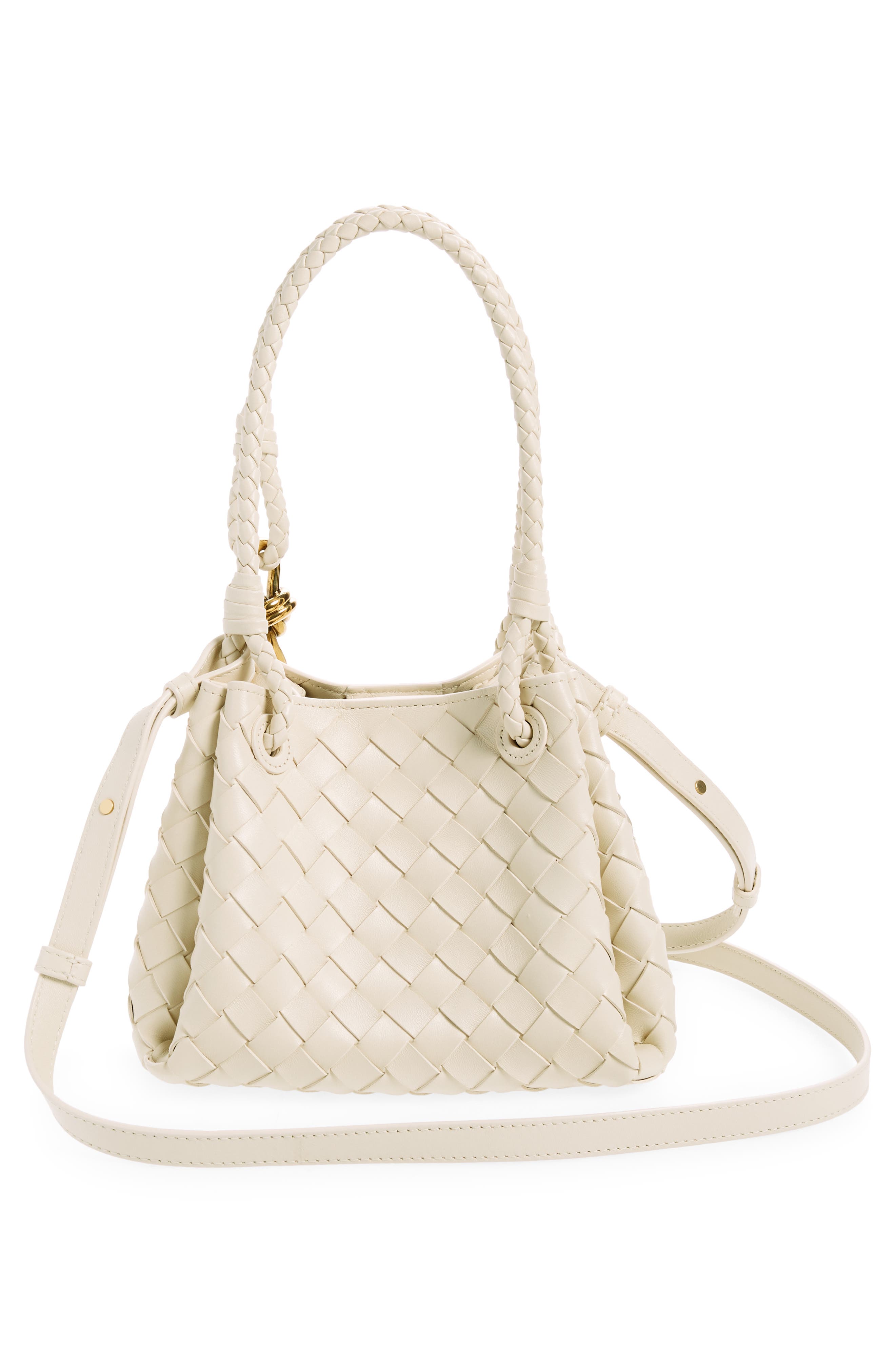 Bottega Veneta Small Andiamo Intrecciato Leather Crossbody Bag, Alternate, color, Sea Salt