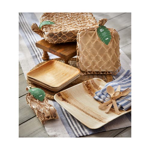 Tag Eco Palm Leaf 10 Inch Plate Set Of 12 Brown Melamine In Brown