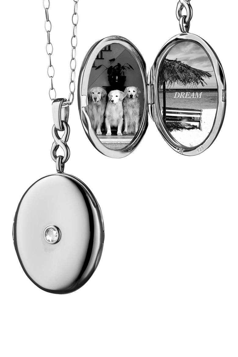 Infinity Sterling Silver Sapphire Locket Necklace, Alternate, color, STERLING SILVER