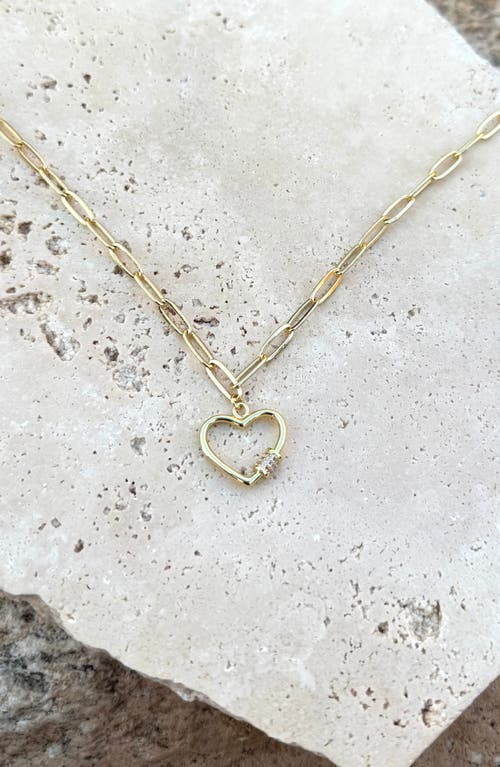 Adornia Cubic Zirconia Carabiner Heart Pendant Necklace In Gold