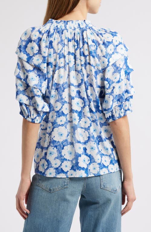 Rails Paris Floral Puff Sleeve Top In Blue Floral