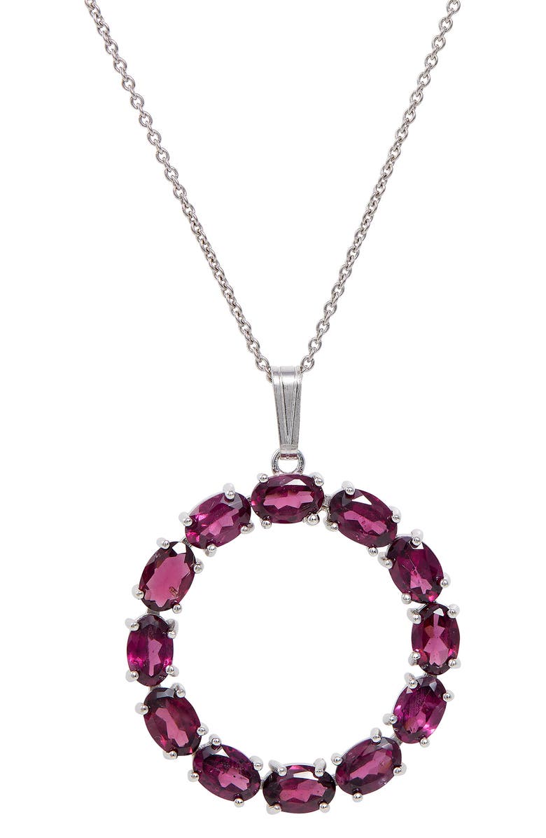 SAVVY CIE JEWELS Sterling Silver Rhodolite Pendant Necklace, Main, color, 