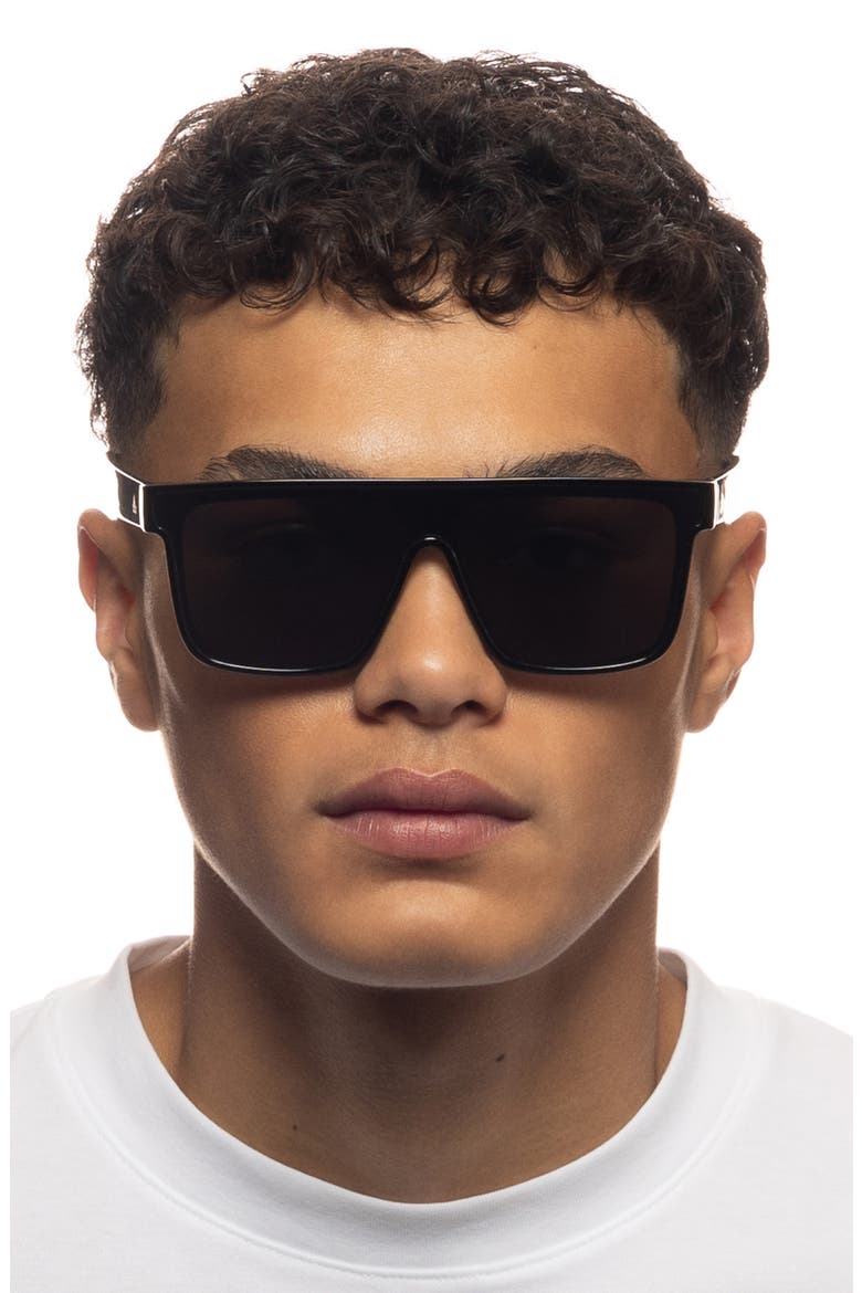 Ara 142mm Shield Sunglasses, Alternate, color, SHINY BLACK