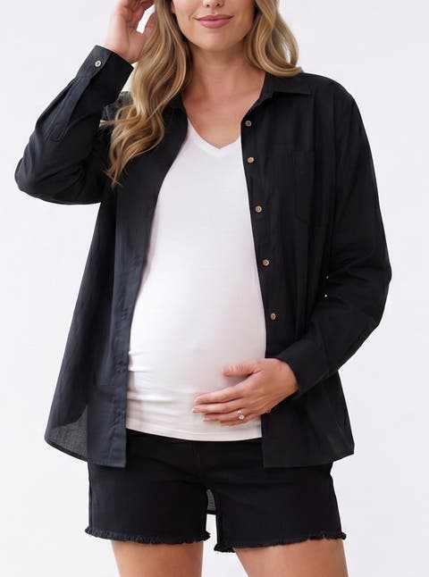 Long Sleeve Button-Up Poplin Shirt