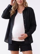 MOTHERHOOD MATERNITY Long Sleeve Button-Up Poplin Shirt