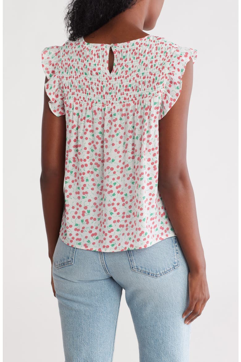 Flutter Sleeve Top, Alternate, color, RED MULTI