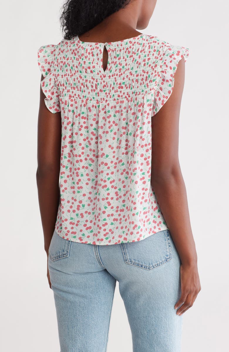 Nanette Lepore Flutter Sleeve Top, Alternate, color, Red Multi