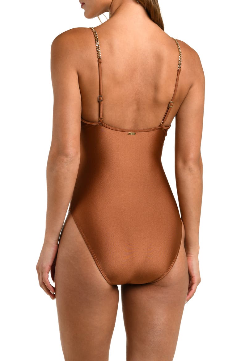 Lilou Shimmer V-Wire One-Piece Swimsuit, Alternate, color, BRONZE