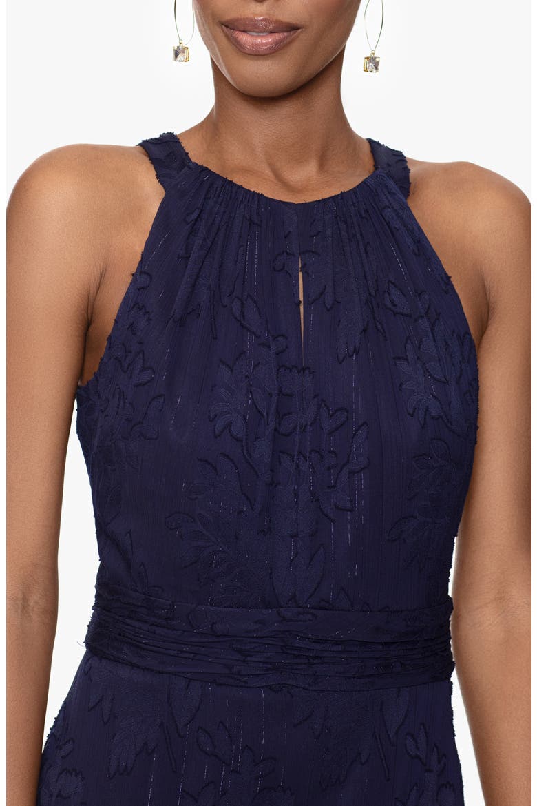 Ruffle Metallic Gown, Alternate, color, NAVY