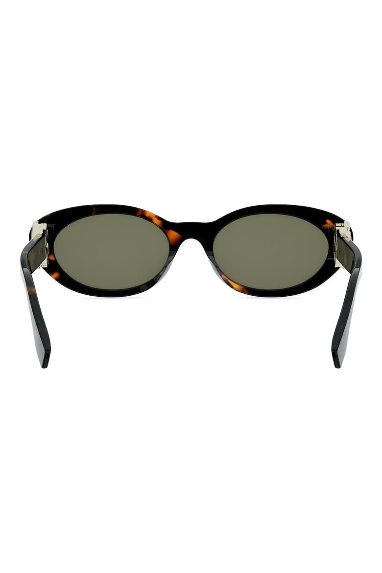 'Fendi Diamonds 53mm Oval Sunglasses, Alternate, color, DARK HAVANA / GREEN