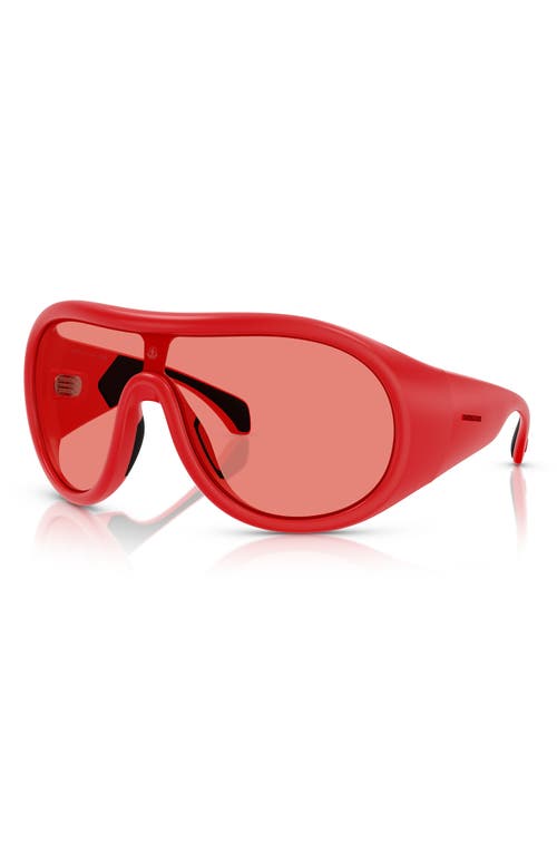 Moncler Cloche 135mm Polarized Pilot Shield Sunglasses In Matte Red