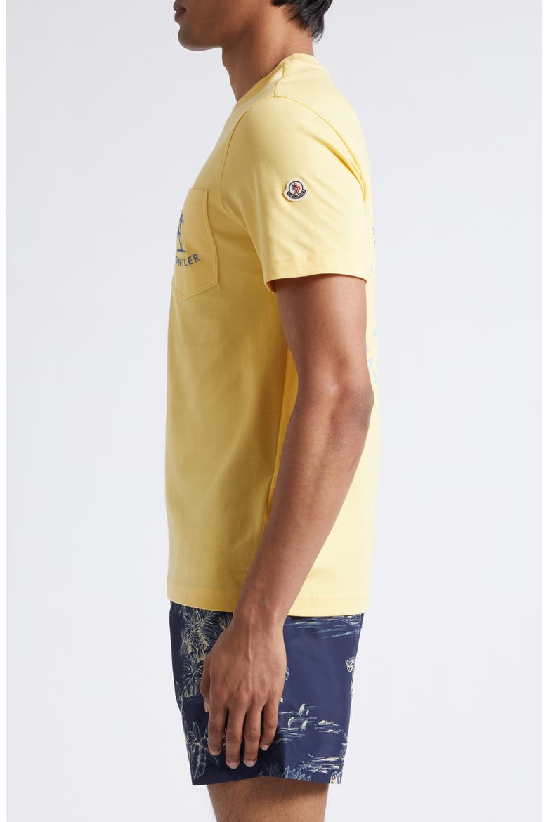 Logo Patch Embroidered Cotton Pocket T-Shirt, Alternate, color, HAY
