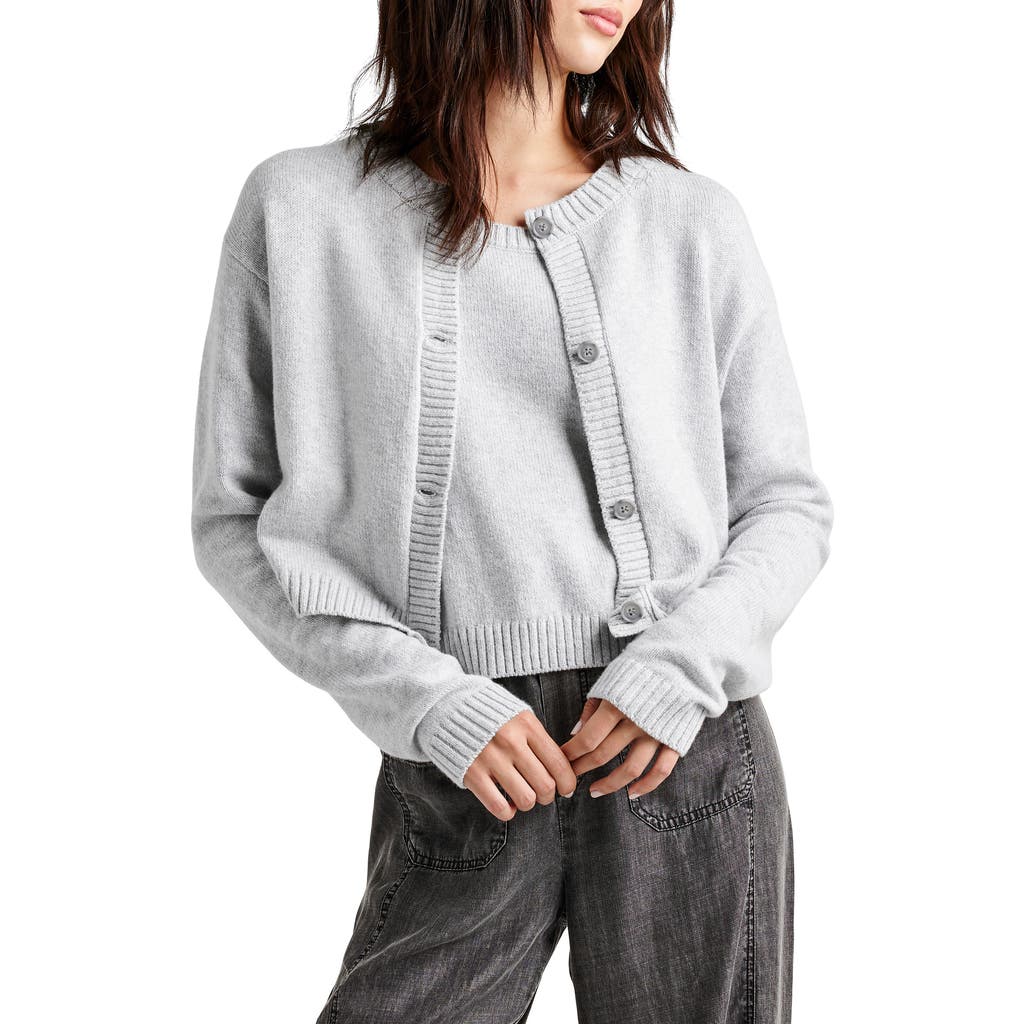 Splendid Cropped Cardigan In Ice Heather Grey