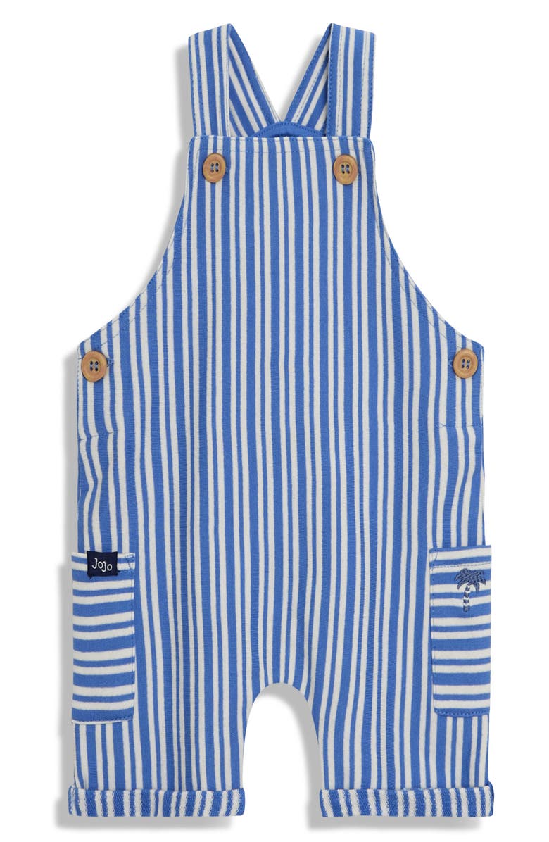 JOJO MAMAN BEBE Stripe Cotton Shirt, Overalls & Hat Set, Alternate, color, Blue