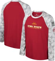 COLOSSEUM Youth Colosseum Cardinal/Camo Iowa State Cyclones OHT Military Appreciation Dark Star Raglan Long Sleeve T-Shirt