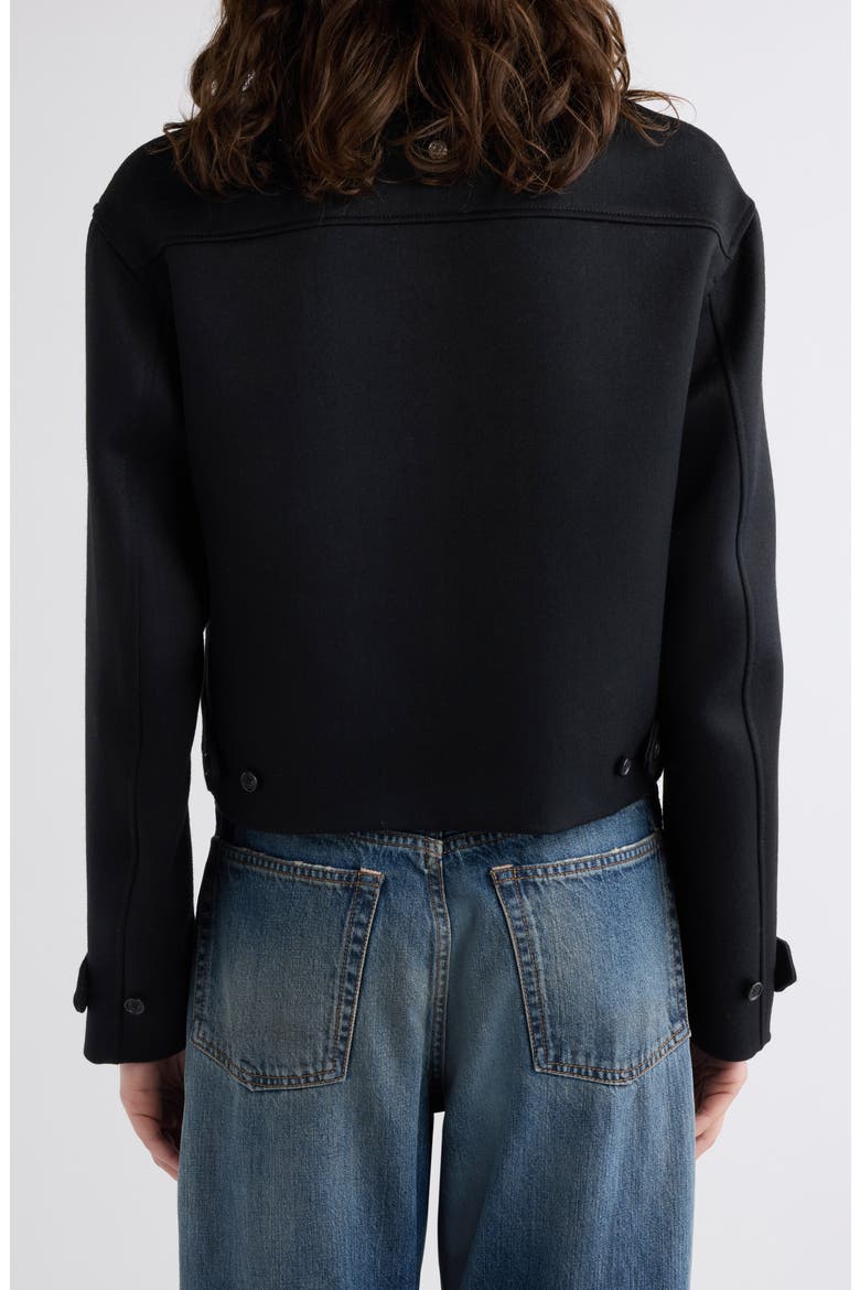 Odayla Wool Jacket with Genuine Shearling Collar, Alternate, color, BLACK
