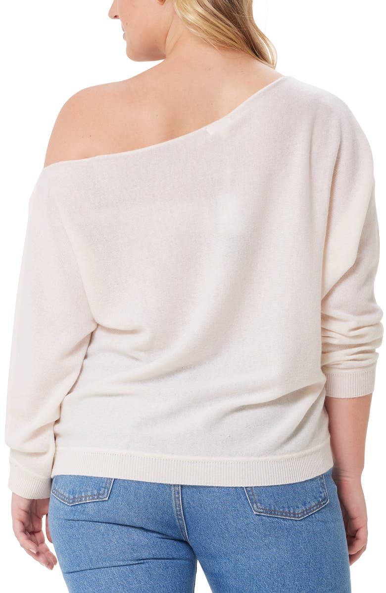 MINNIE ROSE One-Shoulder Cotton & Cashmere Sweater, Alternate, color, White
