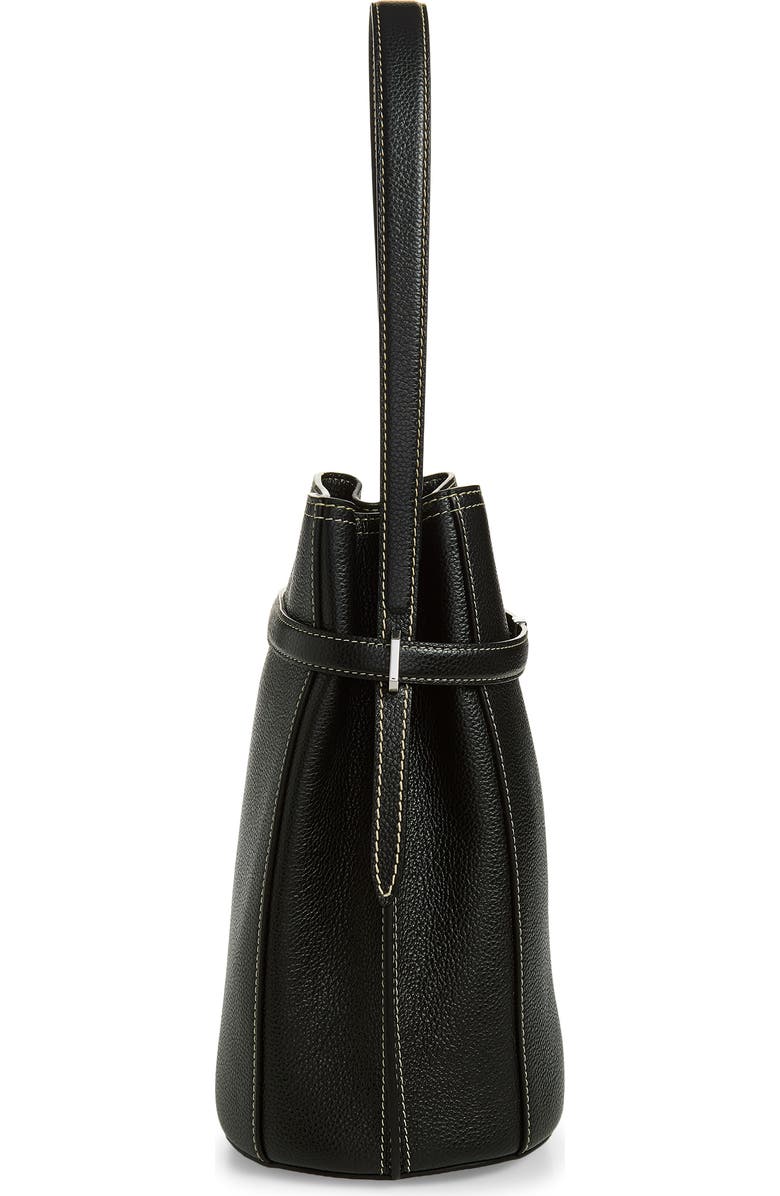 TOTEME Belted Grained Leather Bucket Bag, Alternate, color, Black