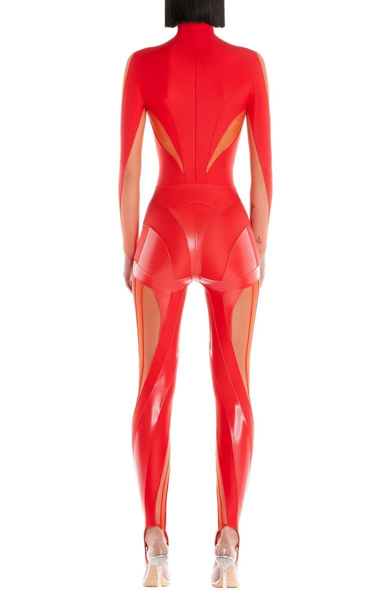 MUGLER Illusion Off the Shoulder Bodysuit, Alternate, color, 