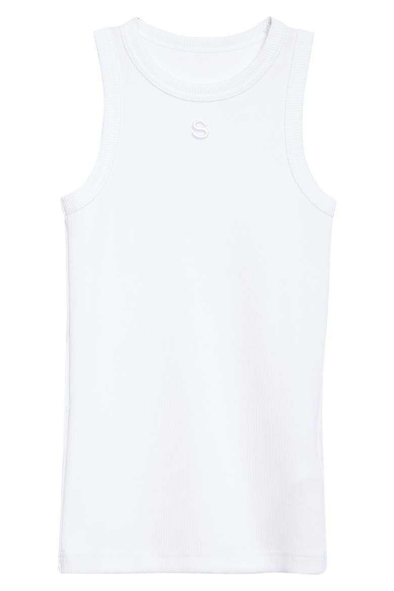 Embroidered Logo Rib Tank, Alternate, color, WHITE