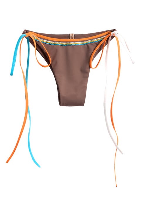 Beaded Side Tie Bikini Bottoms