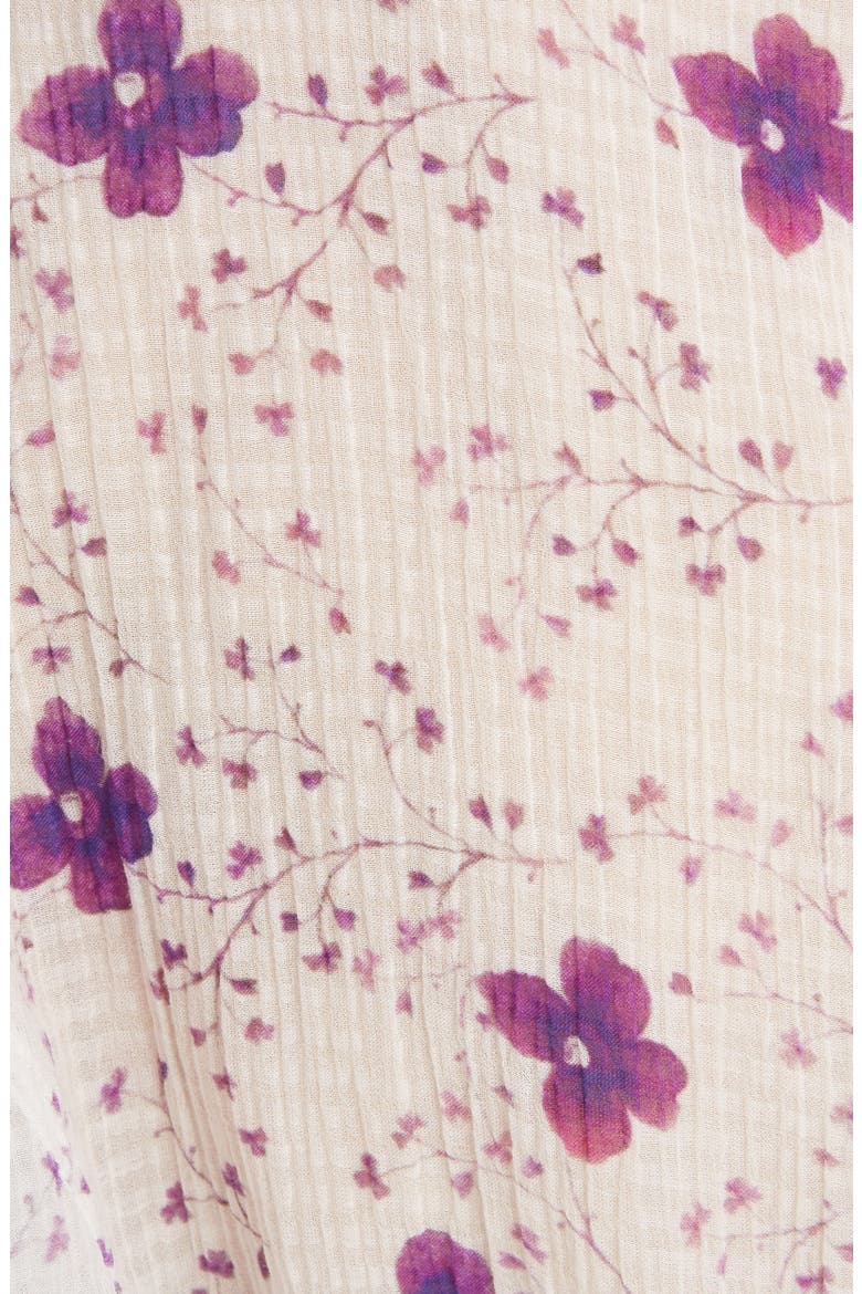 Floral Puff Shoulder Cotton & Silk Blouse, Alternate, color, WHITE