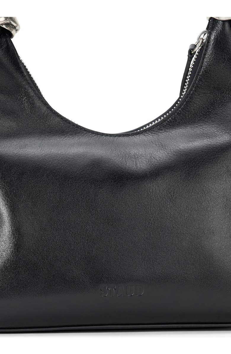 STAUD Cuff Leather Shoulder Bag, Alternate, color, Black