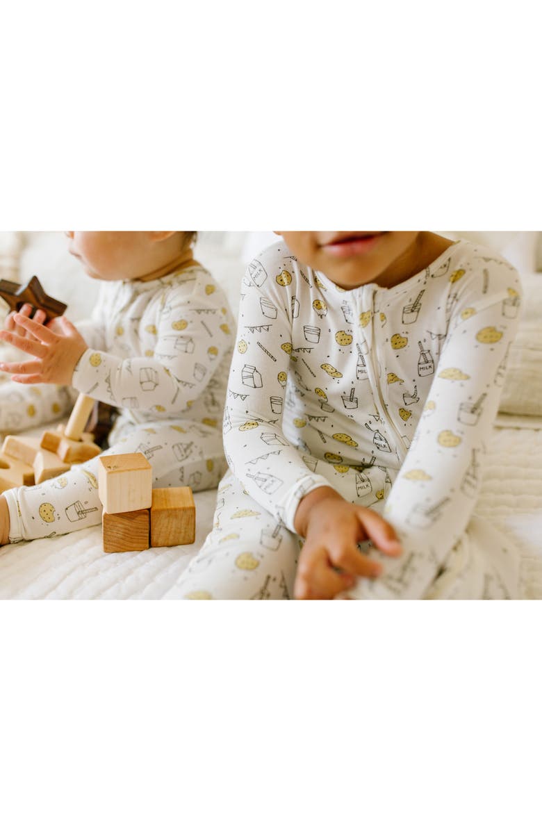 Bellabu Bear Kids' Milk & Cookies Convertible Footie Pajamas, Alternate, color, 