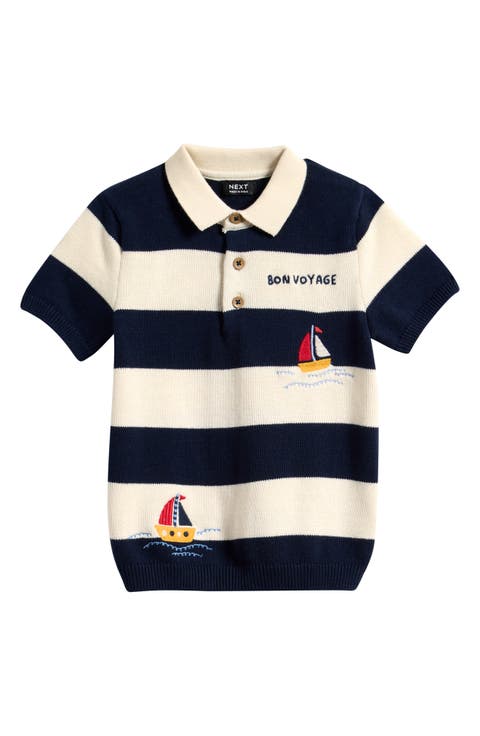 Kids' Stripe Boat Print Cotton Polo (Baby & Toddler)