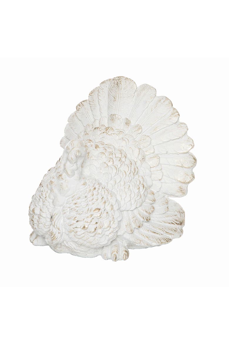 Large Champagne White Thanksgiving Turkey Figurine, Main, color, White