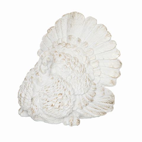 Large Champagne White Thanksgiving Turkey Figurine