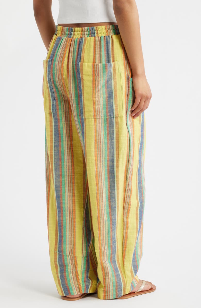 Free People Chambers Stripe Drawstring Linen & Cotton Pants, Alternate, color, Butter Yellow Combo