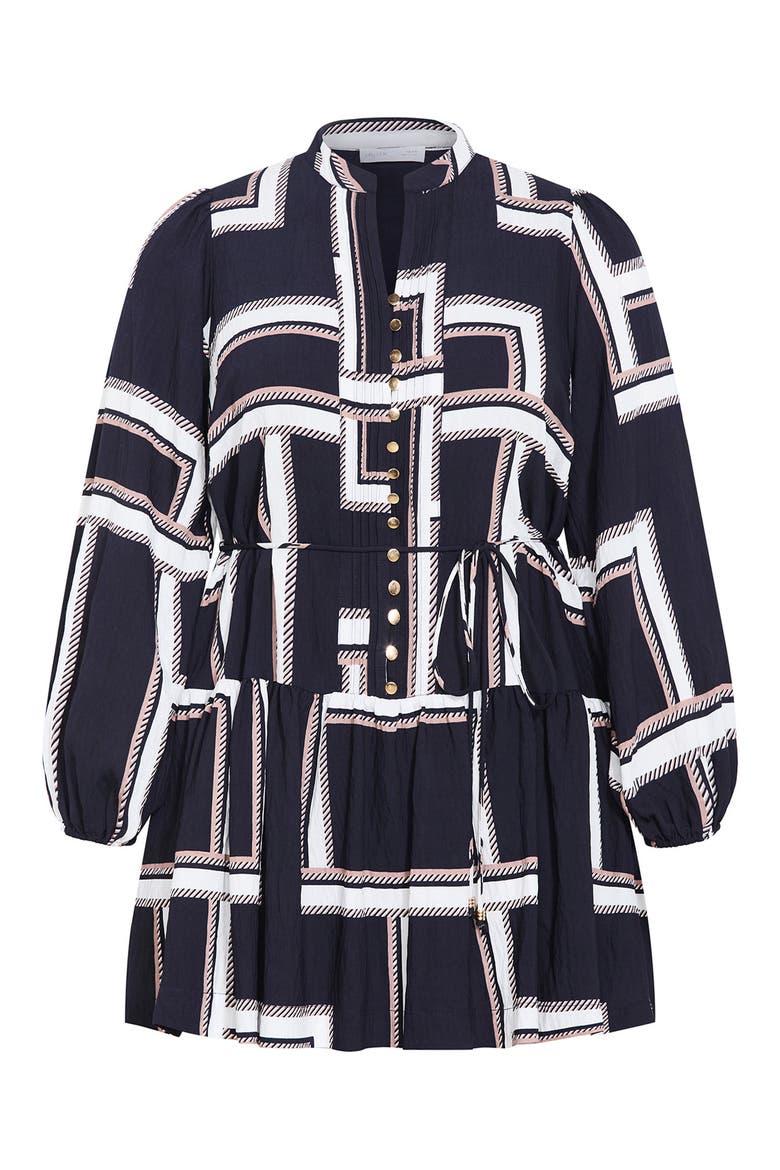 Laurie Print Long Sleeve Dress, Alternate, color, SLEEK STRIPES NAVY