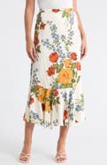 T Tahari Floral Print Flounce Skirt