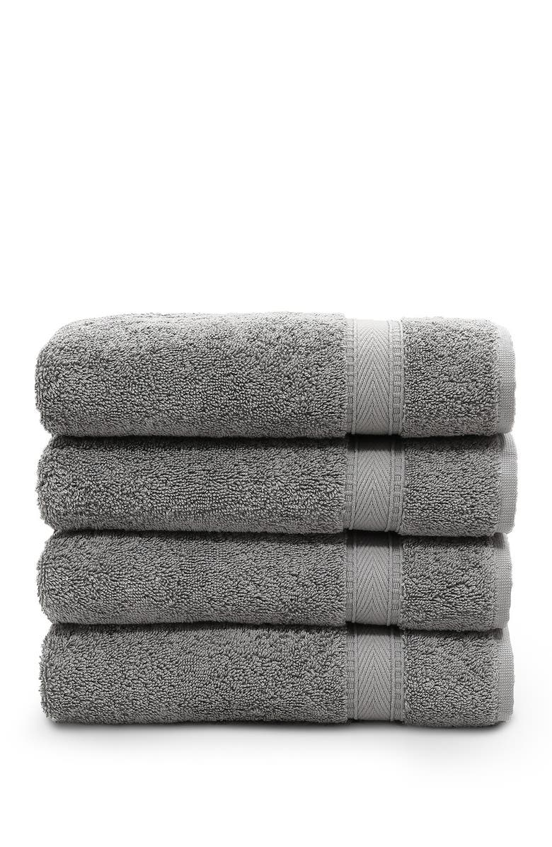 Linum Home Textiles Sinemis Terry Hand Towels - Set of 4 - Dark Grey, Main, color, Dark Grey