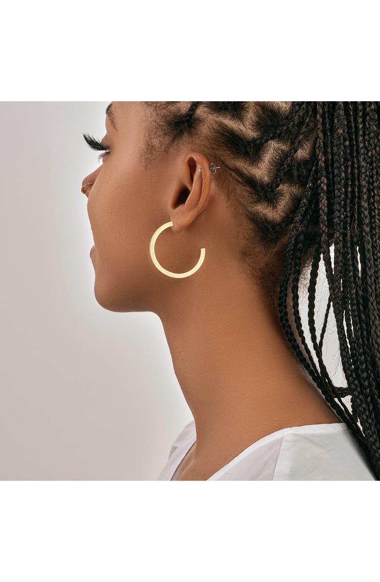 Sterling Forever 14K Gold Plated Herringbone Chain Hoop Earrings, Alternate, color, Gold