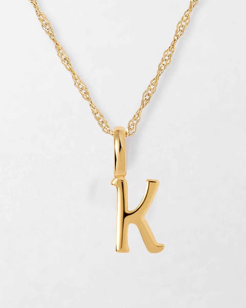 Solid Gold Initial Necklace